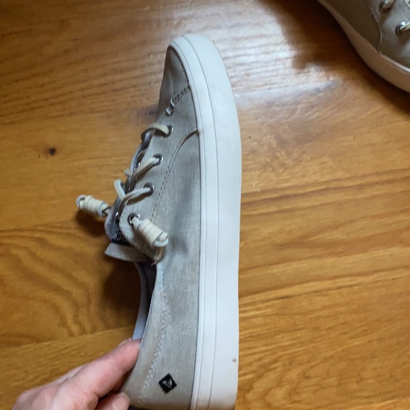 SPERRY WOMEN'S CREST VIBE WASHED LINEN SNEAKER IN GREY - Picture 3 of 9